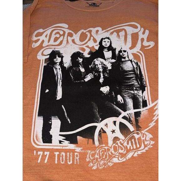 Aerosmith '77 Tour Orange Tee Size Medium New - Picture 1 of 3